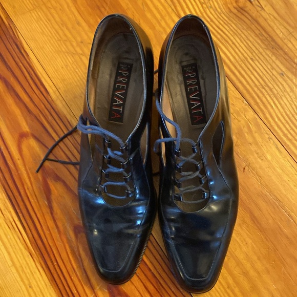 Prevata Italian made black leather Ghillie ties 9B - Picture 2 of 9